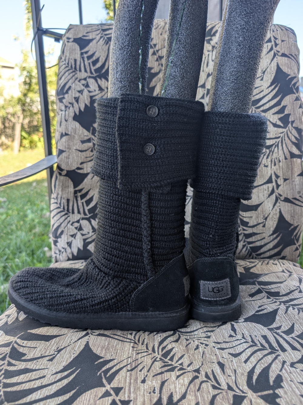 UGG Women's Black Knit Button Cuff Boots
